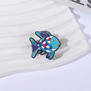 Colorful rainbow fish enamel brooch pin in zinc alloy for clothing and bag accessories
