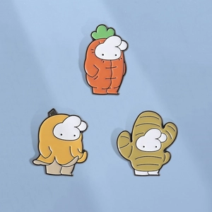 Cartoon Carrot Banana Ginger Character Alloy Enamel Brooch Cute Animal Badge For Clothing Scarf Pin Women Men Jewelry Gift
