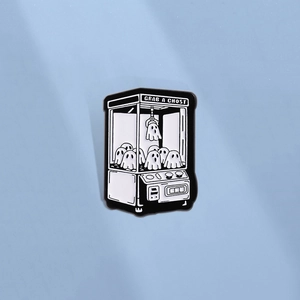 Épingle en Émail Machine à Pinces Fantôme Noir Blanc Alliage de Zinc Halloween Dessin Animé Broche pour Vêtements Sacs