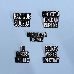 Spanish Quote Enamel Brooch Pin Zinc Alloy Inspirational Letter Lapel Pin For Daily Outfit Clothes Decoration