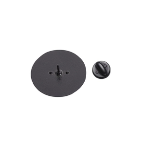 Detail of the matte black metal butterfly clutch back and pin for clothes brooches