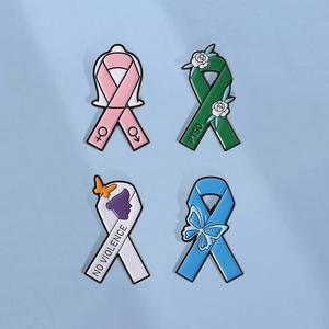 Creative Enamel Brooch Pin Awareness Ribbon Design With Butterfly Flower Gender Symbol For Clothes Bag Fashion Jewelry Gift