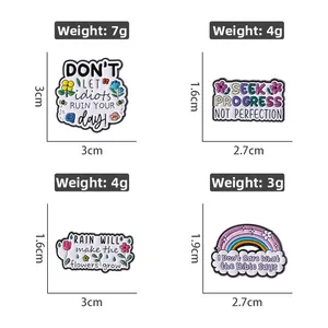 Enamel lapel pin badges with dimensions and weight specs for inspirational designs