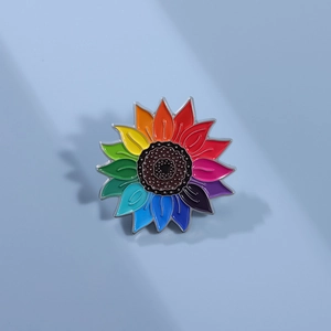 Rainbow Sunflower Enamel Pin Brooch Zinc Alloy Multi Color Floral Metal Badge Lapel Pin For Backpack Clothes Fashion