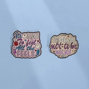 Psychische Gesundheit Emaille Pin Inspirierende Englische Zitate Zinklegierung Brosche Abzeichen Cartoon Blume Smiley Gesicht Schmuck Geschenk