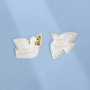 White Pigeon Peace Enamel Brooch Zinc Alloy Gold Plated Bird Olive Branch Badge For Clothing Backpack Decoration Unisex Jewelry