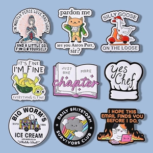 Funny Cartoon Enamel Brooch Pin Humorous Quote Zinc Alloy Badge For Clothes Backpack Hat Office Daily Fashion Jewelry
