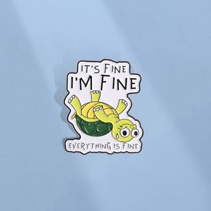 Humorvolle Umgedrehte Schildkröte Emaille Pin Zinklegierung Cartoon Tier Brosche Mit Its Fine Text Für Kleidung Rucksack Schmuck