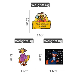 Three cute cartoon duck enamel pins including a detective duck and luggage design set
