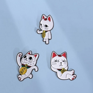 Funny Lucky Cat Enamel Pin Set Cartoon Animal Brooches Alloy Enamel Badge For Bags Hats Backpacks Decoration Jewelry Gift