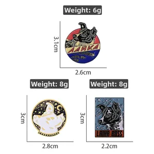 Ensemble de 3 pin's émaillés Laika chien de l'espace avec badges animaux de dessin animé