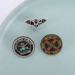 Three-piece Russian military enamel pin set featuring Wagner Group and Army weapon designs