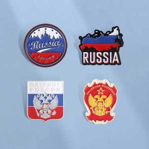 Russian National Flag Enamel Pin Badge Retro Soviet Double Headed Eagle Kremlin Map Alloy Brooch For Clothing Backpack Decor