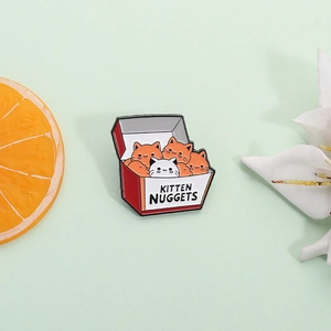 Cute Kitten Nuggets Enamel Brooch Pin Creative Cat Food Box Cartoon Badge For Backpack Clothing Accessory Gift Unisex