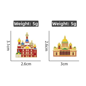 Russian St. Basil and St. Isaac Cathedral metal enamel pins for travel souvenirs