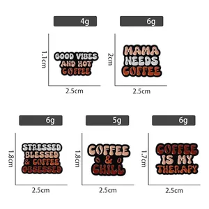 Creative coffee series enamel pin badges set with assorted quotes and dimensions