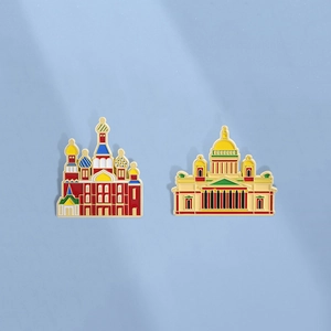 Broche en Émail de la Cathédrale Russe de Saint-Pétersbourg Vintage en Alliage de Zinc Repère Architectural Épingle de Revers pour Bijoux Unisexe Cadeau