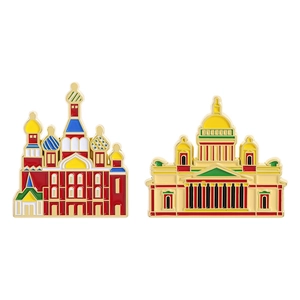 Saint Petersburg Baroque architecture pins featuring Saint Basil's Cathedral design