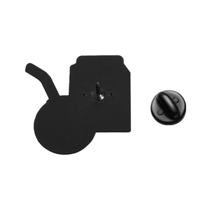 Detailed back view of capybara enamel pin with black metal finish and rubber clutch backing