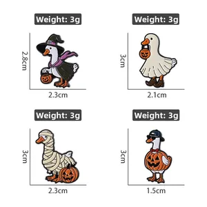 Halloween duck enamel pins set featuring ghost, mummy, and pumpkin wizard themes