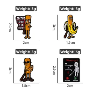 Cute cartoon stickman enamel pins featuring quirky characters and funny mobile call designs