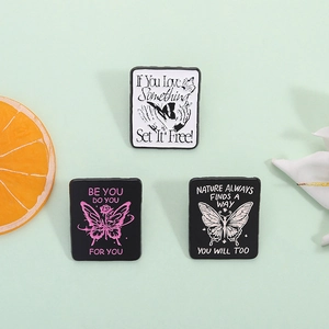 Enamel butterfly brooch set with inspirational quotes Be You and Nature Always Finds A Way