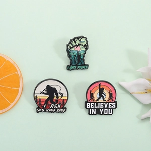 Bigfoot Sasquatch Enamel Pin Cartoon Forest Fishing Individual Lapel Badge Zinc Alloy Drip Oil Jewelry Unisex Accessory