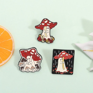 Cute Mushroom Ghost Enamel Pin Set Alloy Cartoon Badge Brooch For Clothes Bags Halloween Party Decoration Unisex Accessories