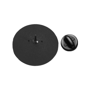 Detail of matte black turkey brooch pin back with rubber butterfly clutch base