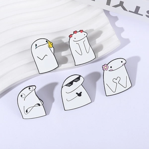 Minimalist cartoon Flork enamel pins set featuring diverse facial expressions on metal