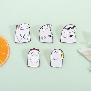 Funny Cartoon Meme Enamel Pin Cute White Stick Figure Brooch For Backpack Clothing Hat Accessory Zinc Alloy Badge Gift
