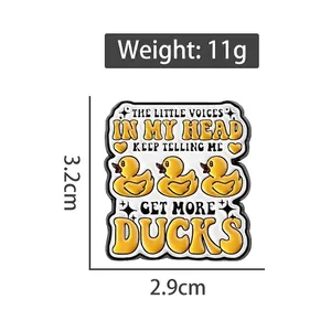 Funny little yellow duck enamel pin with creative text 3.2cm x 2.9cm 11g weight badge