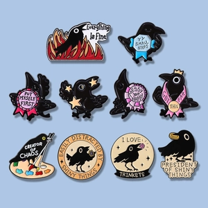 Funny Cartoon Crow Enamel Pin Badge Alloy Crow Brooch With Humorous Quotes For Backpack Clothes Denim Jacket Jewelry Accessories Gift