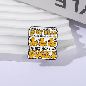 Creative little voices in my head duck enamel pin with yellow ducks and funny quote