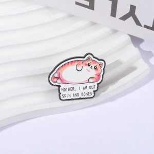 Funny chubby orange cat enamel pin with Mother I Am But Skin And Bones text