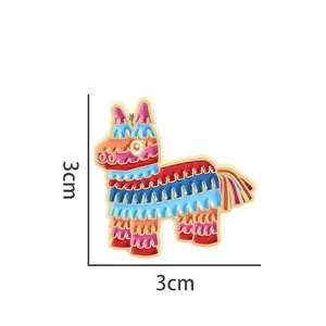 Πολύχρωμη καρφίτσα άλογο Pinata από σμάλτο με ρίγες ουράνιου τόξου, μέγεθος 3cm