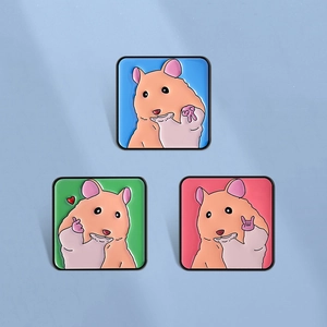 Süße Cartoon Hamster Emaille Brosche Pin Set Zinklegierung Quadratische Tier Abzeichen Für Taschen Kleidung Dekoration Unisex Schmuck Geschenk