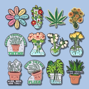 Kreative Emaille Brosche Pin Blumen Topfpflanze Labor Glaswaren Design Legierung Abzeichen Für Kleidung Rucksack Damen Herren