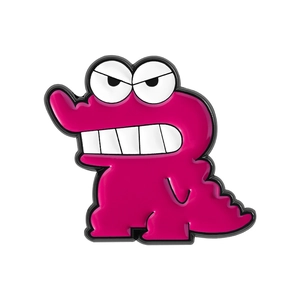 Spilla a coccodrillo a cartone animato creativa in smalto rosso rosa con espressione buffa