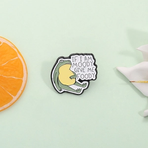 Funny Cartoon Frog Enamel Pin Brooch If I Am Moody Give Me Foody Alloy Moody Badge For Clothing Bags Backpacks Jewelry Gift