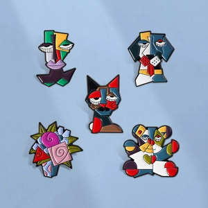 Abstract Cubist Enamel Pin Zinc Alloy Geometric Animal Human Face Flower Brooch For Women Men Clothes Backpack Badge Jewelry