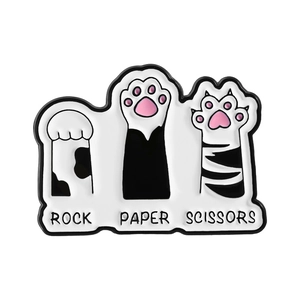 Cute enamel cat paw rock paper scissors pins for game lovers and backpack decoration