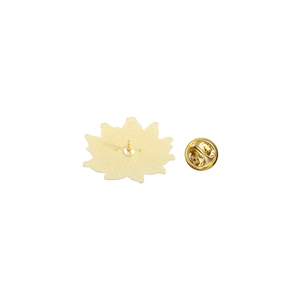 Back view of gold lotus brooch with butterfly clasp and zinc alloy metal texture