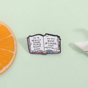 Creative Open Book Enamel Pin Funny English Quote Metal Badge Rainbow Detail Hand Drawn Brooch For Book Lovers Apparel