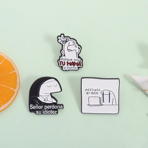 Funny Flork Enamel Pin Set Spanish Text Meme Brooch Zinc Alloy Badge For Clothes Backpack Creative Office Worker Gift
