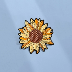 Healing Sunflower Shape Alloy Enamel Brooch Fashion Floral Badge Decorative Pin For Clothing Bags Backpacks Accessory Gift