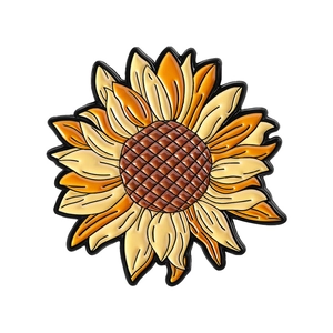 Exquisite sunflower enamel brooch pin with vibrant yellow petals for clothing and bags