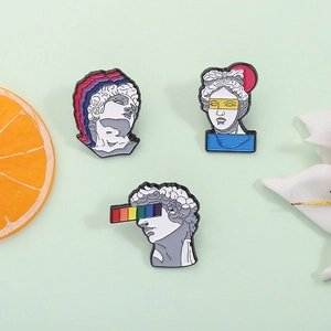 Vintage Artistic Ancient Greek Sculpture Enamel Brooch David Venus Statue Pins Pop Art Rainbow Design Clothing Badge Accessories