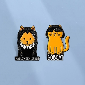 Ensemble de Broches en Émail de Chat de Dessin Animé Thème Halloween Badge Animal en Alliage de Zinc pour Sac à Dos