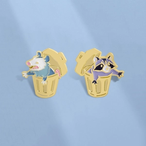 Funny Trash Can Opossum Raccoon Enamel Pin Cute Cartoon Animal Zinc Alloy Brooch Badge Clothing Backpack Accessories Gift
